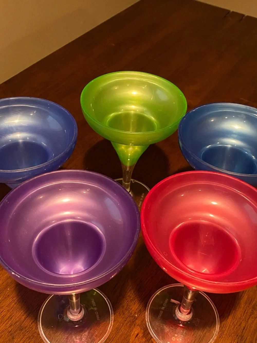 Set of 5 Colorful Plastic Margarita Glasses - Multicolor